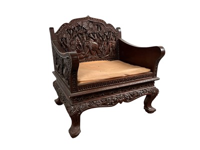 Lot 265 - PAIR OF CARVED HARDWOOD INDIAN CHAIRS