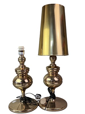 Lot 266 - PAIR OF BRASS FINISHED TABLE LAMPS