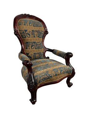 Lot 186 - VICTORIAN MAHOGANY DRAWING ROOM SUITE