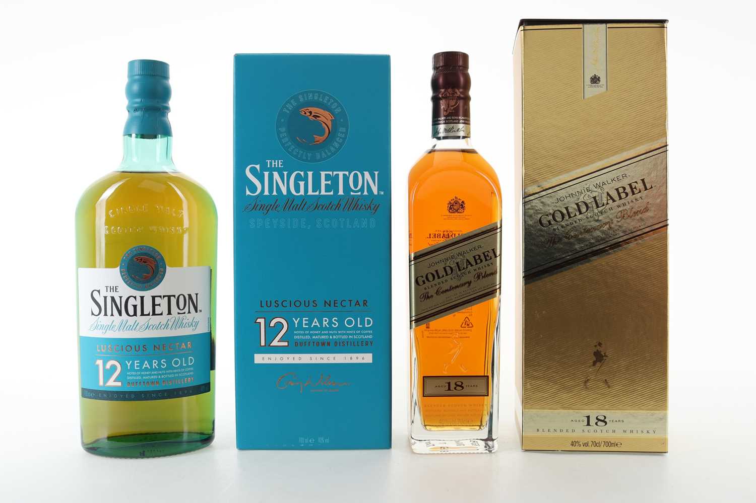 Lot 378 - SINGLETON OF DUFFTOWN 12 YEAR OLD AND JOHNNIE WALKER 18 YEAR OLD GOLD LABEL