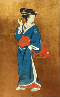 Lot 305 - TWO JAPANESE LACQUERED PICTURES