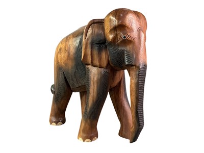 Lot 300 - LARGE WOOD MODEL OF AN ELEPHANT