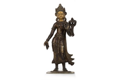 Lot 1196 - CHINESE BRONZE FIGURE OF A BUDDHIST DEITY