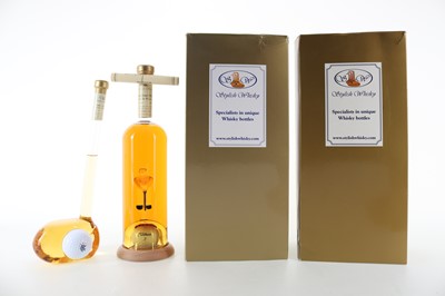 Lot 453 - STYLISH WHISKY GOLF DECANTERS 50CL AND 20CL
