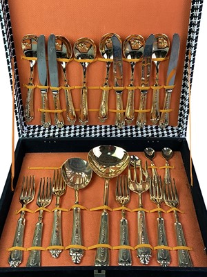 Lot 446 - SET OF GOLD PLATED CUTLERY