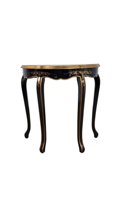 Lot 508 - LACQUERED DEMI LUNE SIDE TABLE