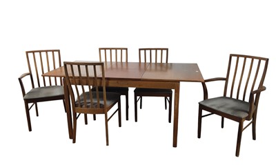 Lot 172 - RETRO TEAK DINING TABLE AND FIVE CHAIRS