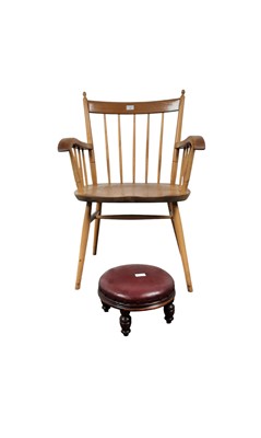 Lot 481 - ELM STICK BACK ELBOW CHAIR