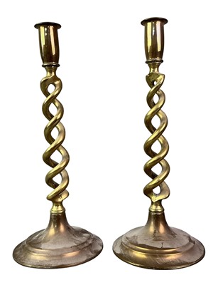 Lot 526 - PAIR OF BRASS CANDLESTICKS