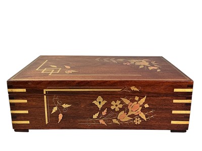 Lot 590 - HARDWOOD JEWELLERY BOX