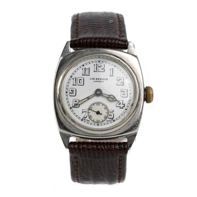 Lot 881 - ART DECO STAINLESS STEEL MANUAL WIND WRIST WATCH
