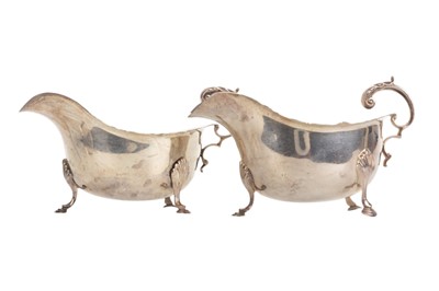 Lot 923 - PAIR OF GEORGE V SILVER SAUCE BOATS