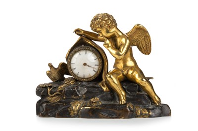 Lot 455 - GEORGE III BRONZE PARCEL GILT TABLE CLOCK