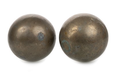 Lot 45 - PAIR OF STEEL CANNON BALLS
