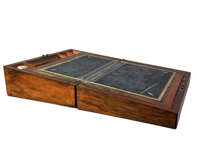 Lot 20 - VICTORIAN BURR WALNUT WRITING SLOPE