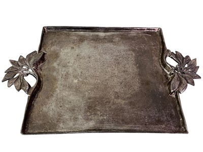 Lot 21 - WHITE METAL SERVING TRAY