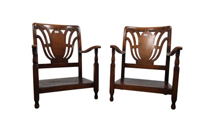 Lot 202 - PAIR OF VINTAGE ELBOW CHAIRS