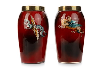 Lot 482 - PAIR OF STOURBRIDGE GLASS JARS