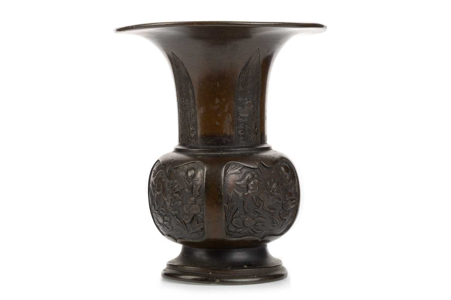 Lot 1253 - CHINESE BRONZE GU VASE