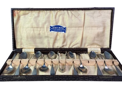 Lot 145 - SET OF SILVER PLATED TEASPOONS