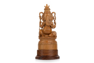 Lot 1255 - INDIAN BOXWOOD CARVING OF GANESH