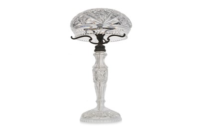 Lot 597 - GEORGE V CRYSTAL MUSHROOM TABLE LAMP