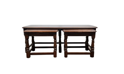 Lot 102 - ERCOL STAINED OAK NEST OF TABLES
