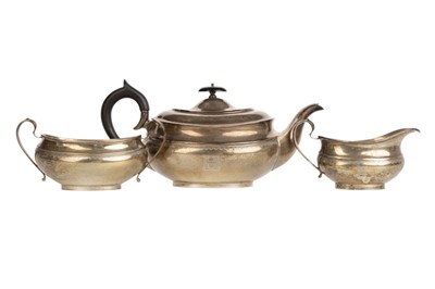 Lot 962 - ELIZABETH II SILVER THREE PIECE TEA SERVICE