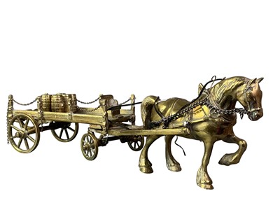 Lot 122 - BRASS MODEL OF A HORSE AND CART