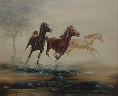 Lot 129 - THREE MODERN OIL PAINTINGS