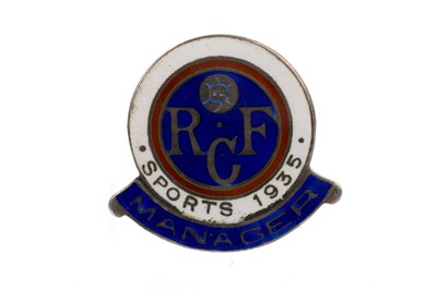 Lot 1702 - BILL STRUTH OF RANGERS F.C., SILVER AND ENAMEL MANAGER'S LAPEL BADGE