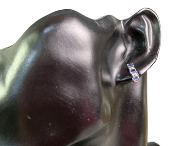 Lot 229 - TANZANITE AND DIAMOND PENDANT ON CHAIN