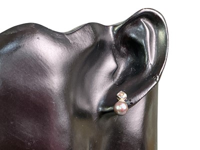 Lot 235 - PAIR OF PEARL AND DIAMOND EARRINGS