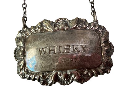 Lot 244 - FIVE SILVER DECANTER LABELS