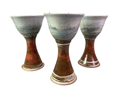 Lot 274 - SET OF SIX STONEWARE GOBLETS