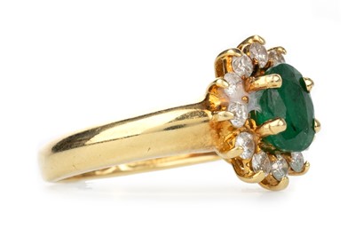 Lot 410 - EMERALD AND DIAMOND CLUSTER RING