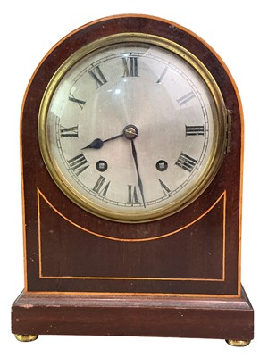 Lot 257 - EDWARDIAN MAHOGANY MANTEL CLOCK