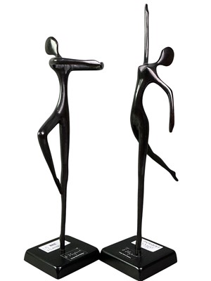 Lot 398 - TWO BODRUL KHALIQUE BRONZE DANCING FIGURES