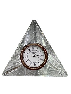 Lot 400 - TWO WATERFORD GLASS PYRAMID TIMEPIECES