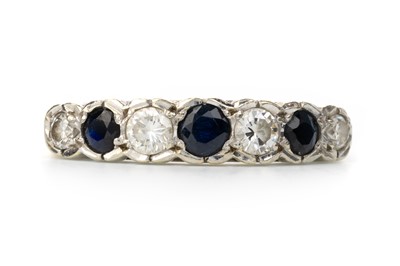 Lot 445 - SAPPHIRE AND DIAMOND HALF ETERNITY RING