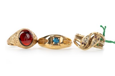 Lot 568 - THREE GEM SET DRESS RINGS