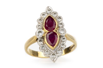 Lot 600 - RUBY AND DIAMOND DRESS RING