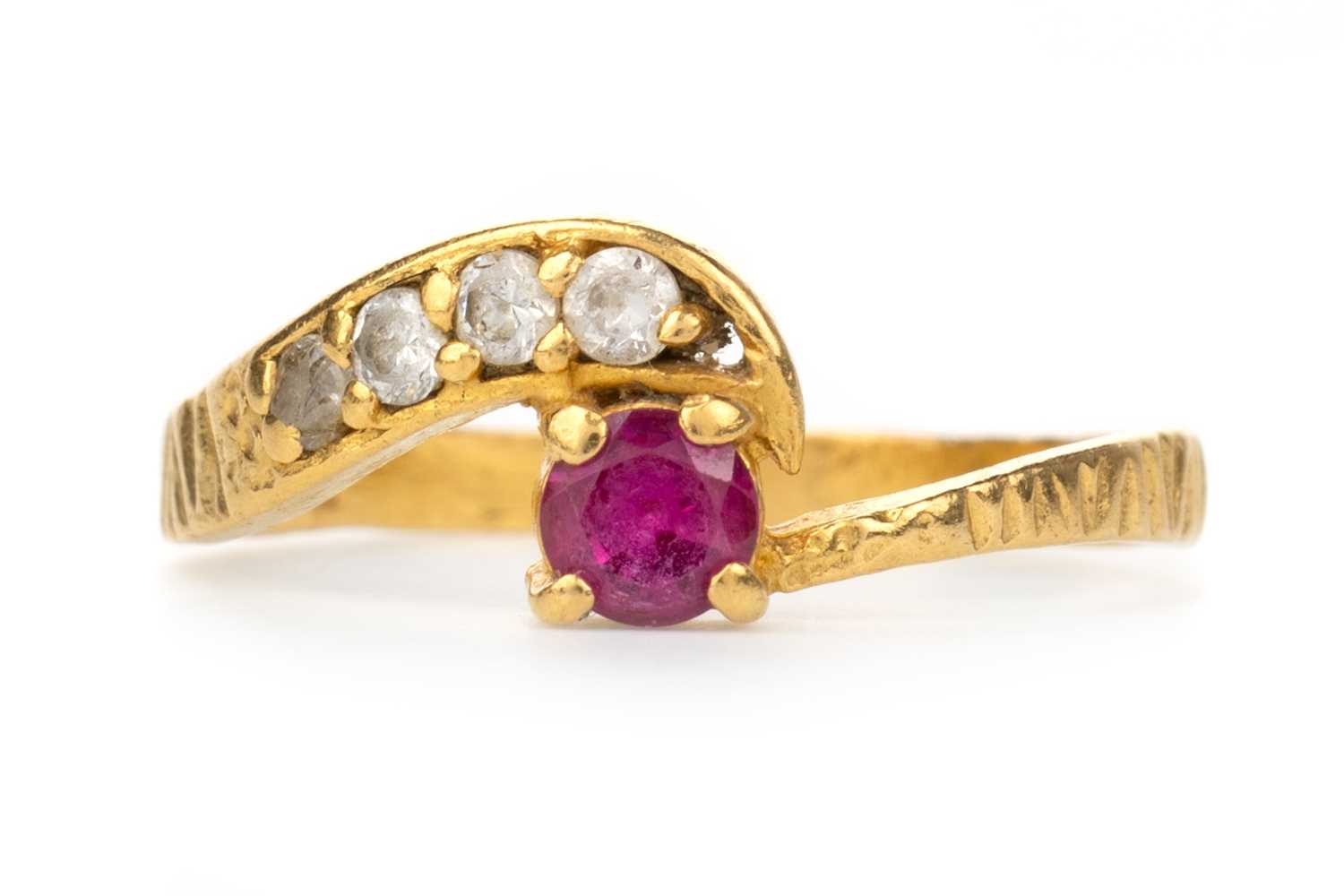 Lot 632 - SYNTHETIC RUBY DRESS RING