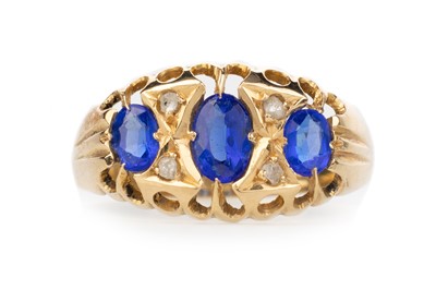 Lot 708 - BLUE PASTE AND DIAMOND RING