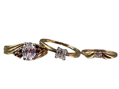 Lot 467 - THREE CUBIC ZIRCONIA SOLITAIRE RINGS