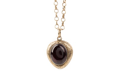 Lot 712 - VICTORIAN GARNET HEART SHAPED PENDANT ON CHAIN