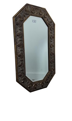 Lot 406 - BRASS HEXAGONAL WALL MIRROR