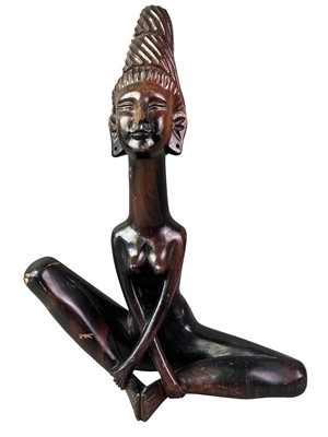 Lot 407 - THREE CARVED WOOD AFRICAN MALE BUSTS