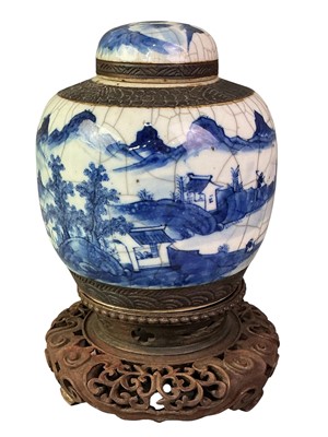 Lot 357 - CHINESE BLUE AND WHITE GINGER JAR