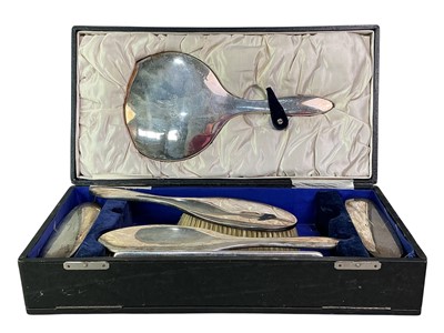 Lot 367 - SILVER SIX PIECE VANITY SET